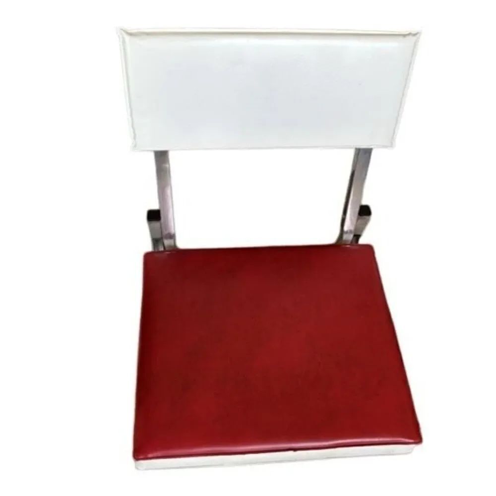 Vintage Red & White Vinyl Folding Padded Stadium Boating Chair